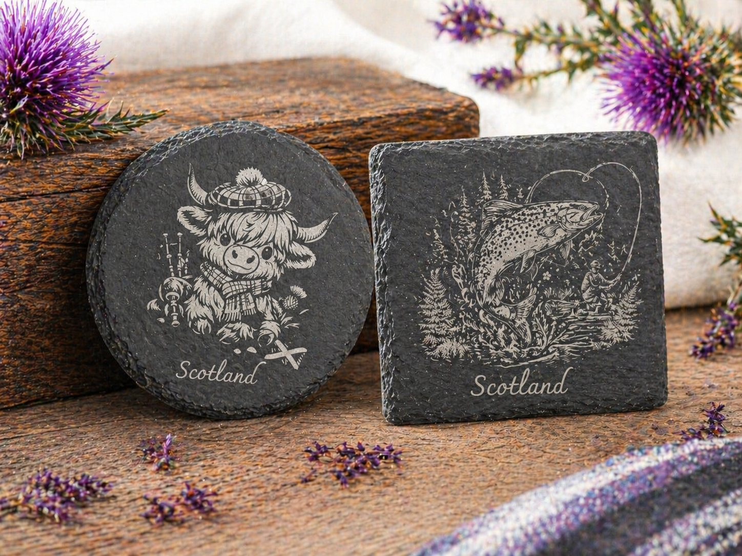 Engraved slate coaster